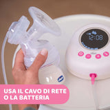 Chicco elektrisk bröstpump med stimulerings- och extraktionsfaser, 10 intensitetsnivåer, bekväm och snabb, ergonomisk form, med lutande spene och tätt lock, vit, 150 ml Tillbehör Mat och amning Bebe Naty Shop