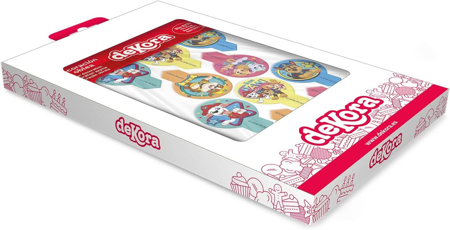 Dekora, Dekorapin Paw Patrol Ätliga tårtdekorationer, 20 ätbara pappersrån - 6,5 X 4 Cm Naty Shop