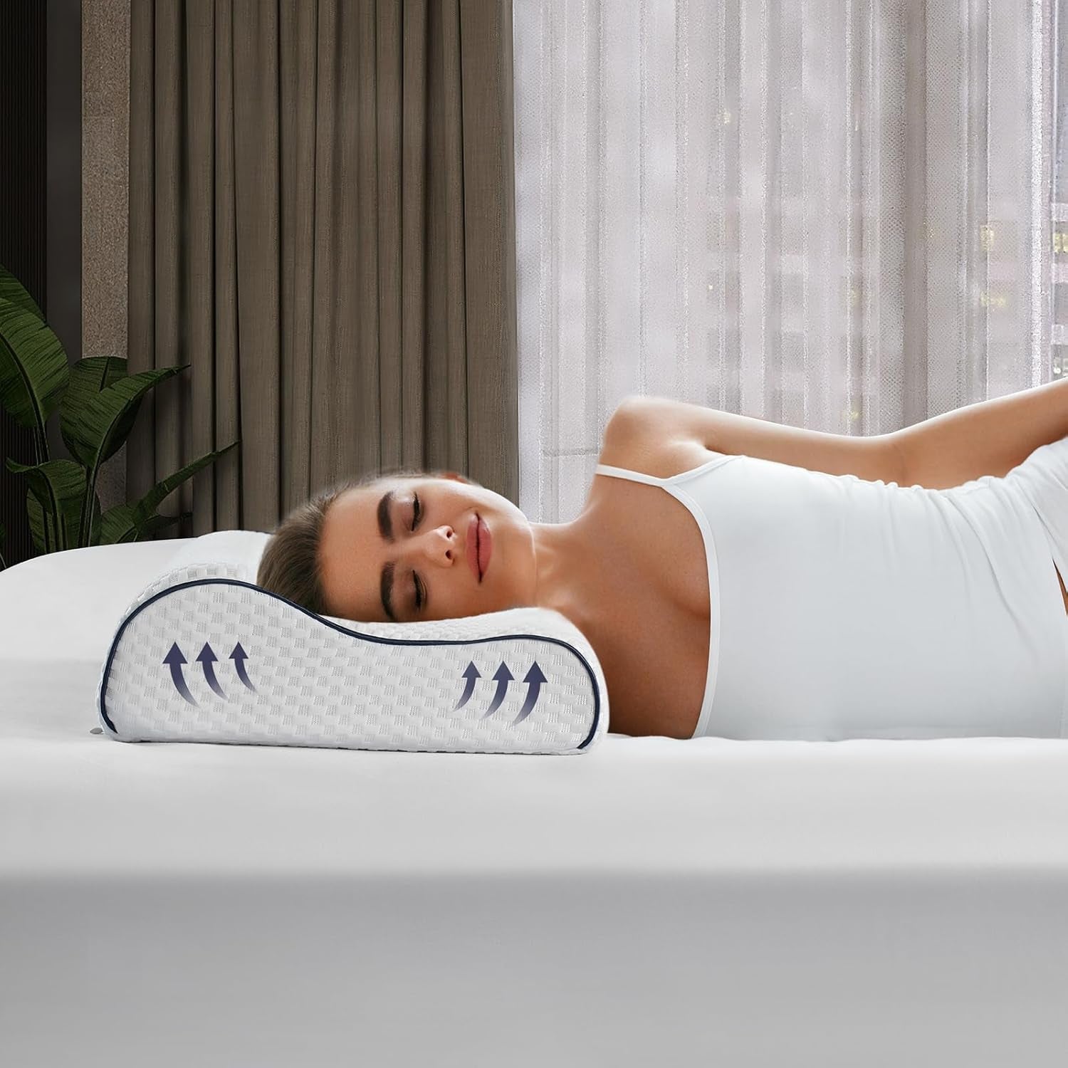 Z-Hom Nackstödskudde, Memory Foam Kudde, Side Sleeper Kudde, Ergonomisk Kudde, Anti Snorking Kudde, Ortopedisk Sovkudde, Avtagbart överdrag (49 X 30 X 7/10 Cm) Cervikala ortopediska kuddar Naty Shop