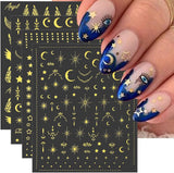 8 ark Guld Måne och stjärnor Nail Art Stickers Angel Wings Tan Guld Nail Stickers Stars Nagelfolier Självhäftande nagelklistermärken Nageldesign Tillbehör Nagelklistermärken