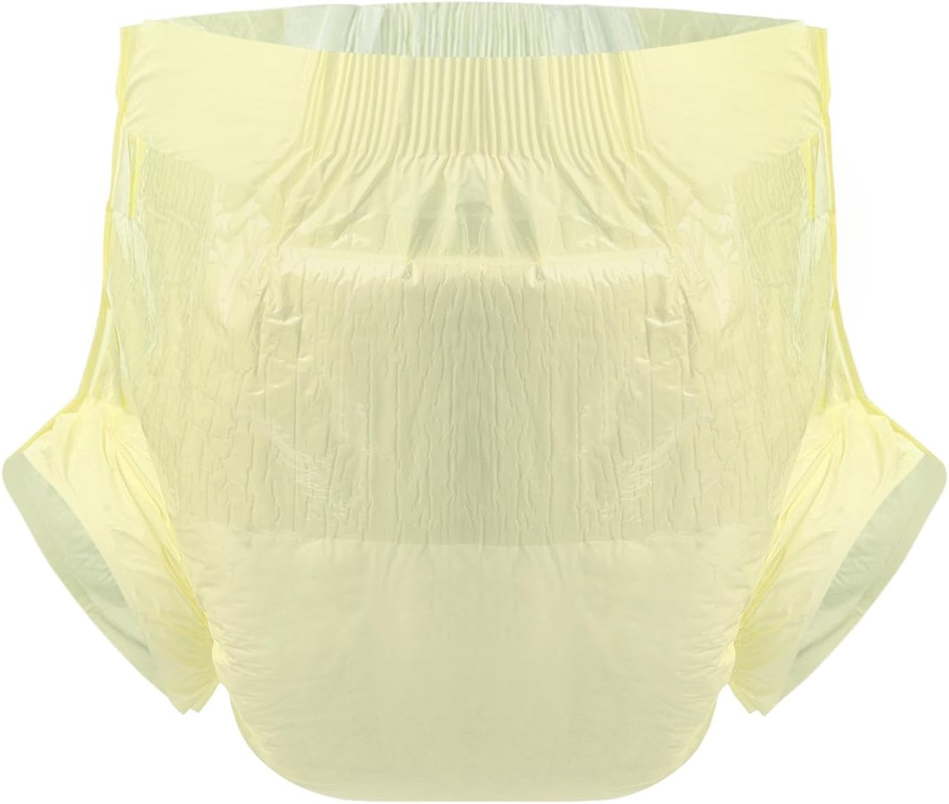CutiePlusU vuxenblöjor, 10-pack inkontinenstrosor för engångsbruk med öglor för kvinnor och män, maximal absorptionsförmåga över natten - gul (medelstorlek 71-96 cm)