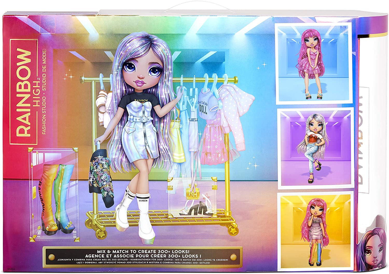 Rainbow High 571049 Fashion Studio - Exklusiv docka med kläder, accessoarer och 2 glänsande peruker - Skapa över 300 outfits!