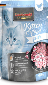 LEONARDO Fresh-påsar [16 x 85g våt kattmat, spannmålsfri] | Komplett våtfoder i individuella påsar