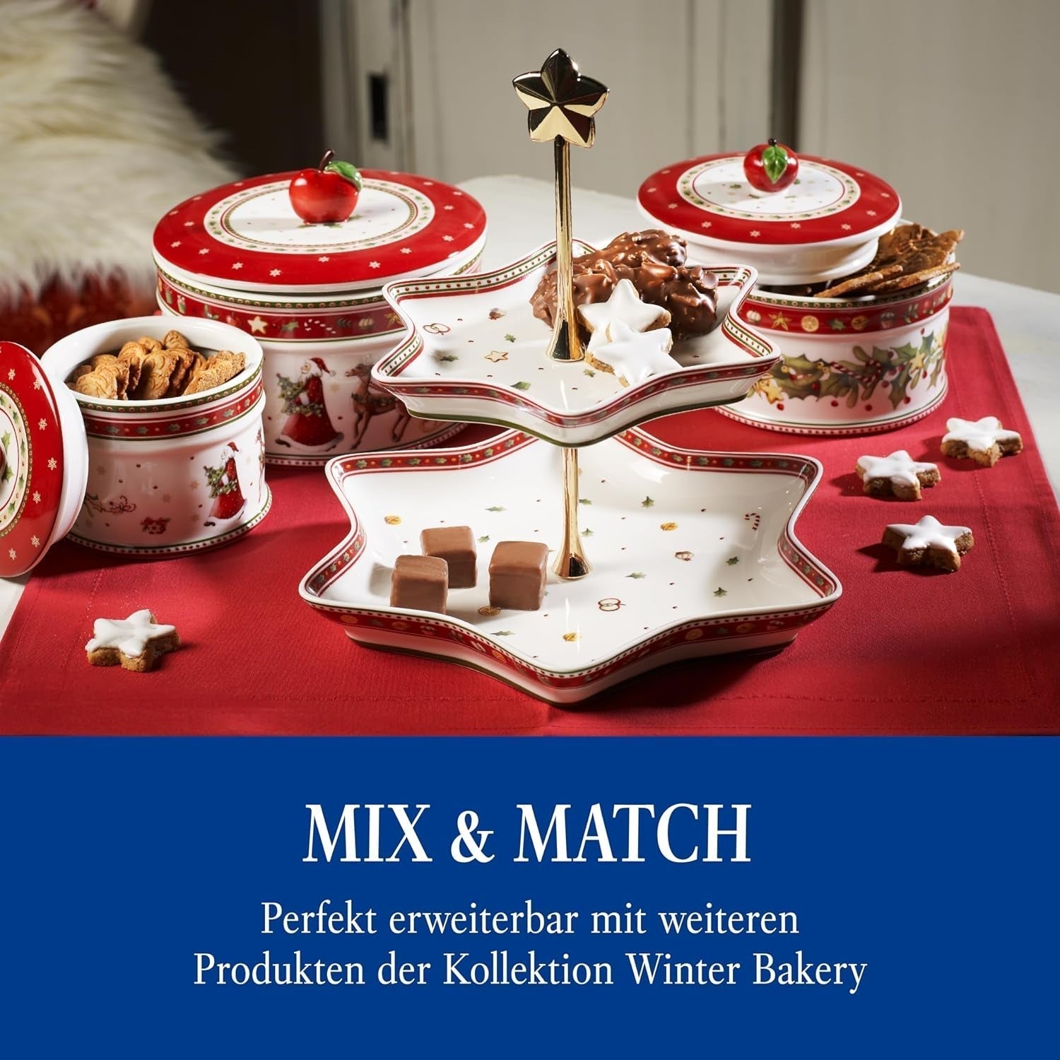Villeroy & Boch - Winter Bakery Delight liten förvaringslåda, keramisk julkakalåda, jullåda, kaklåda, kaklåda, keramiklåda med lock, godisförvaring, förvaringslådor i premiumporslin Naty Shop