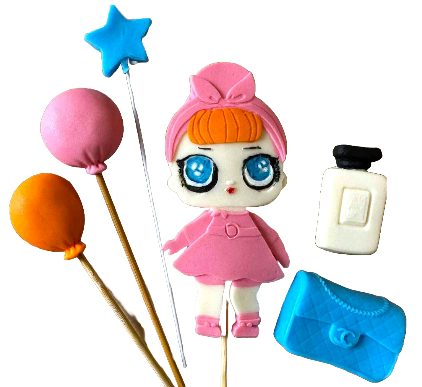 Set med ätbara dekorationer, LOL Doll Decorations från Sugar Paste Nati Shop