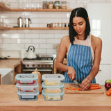 Relaxdays glasbehållare med lock, set med 6, 370 ml, matförvaringsbehållare, plastlock, lufttät, glasburk, klara matförvaringslådor Naty Shop