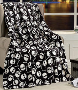 Elegant Comfort Lätt halloween-temafilt, mjuk, mysig och plysch, perfekt för att koppla av under denna spöklika säsong, 127 X 152,4 cm, Skull and Bones sängar och överdrag Elegant Comfort Skull Bone 50 X 60