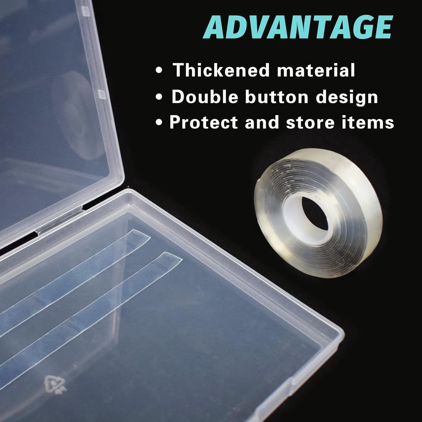 2st 30 cm dubbelhäftande tejp Konstgjorda naglar Förvaringslåda Klar rektangulär låda Plastförpackningslådor Nagelspetsar Behållare Konstgjorda naglar 21,8x15,5cm