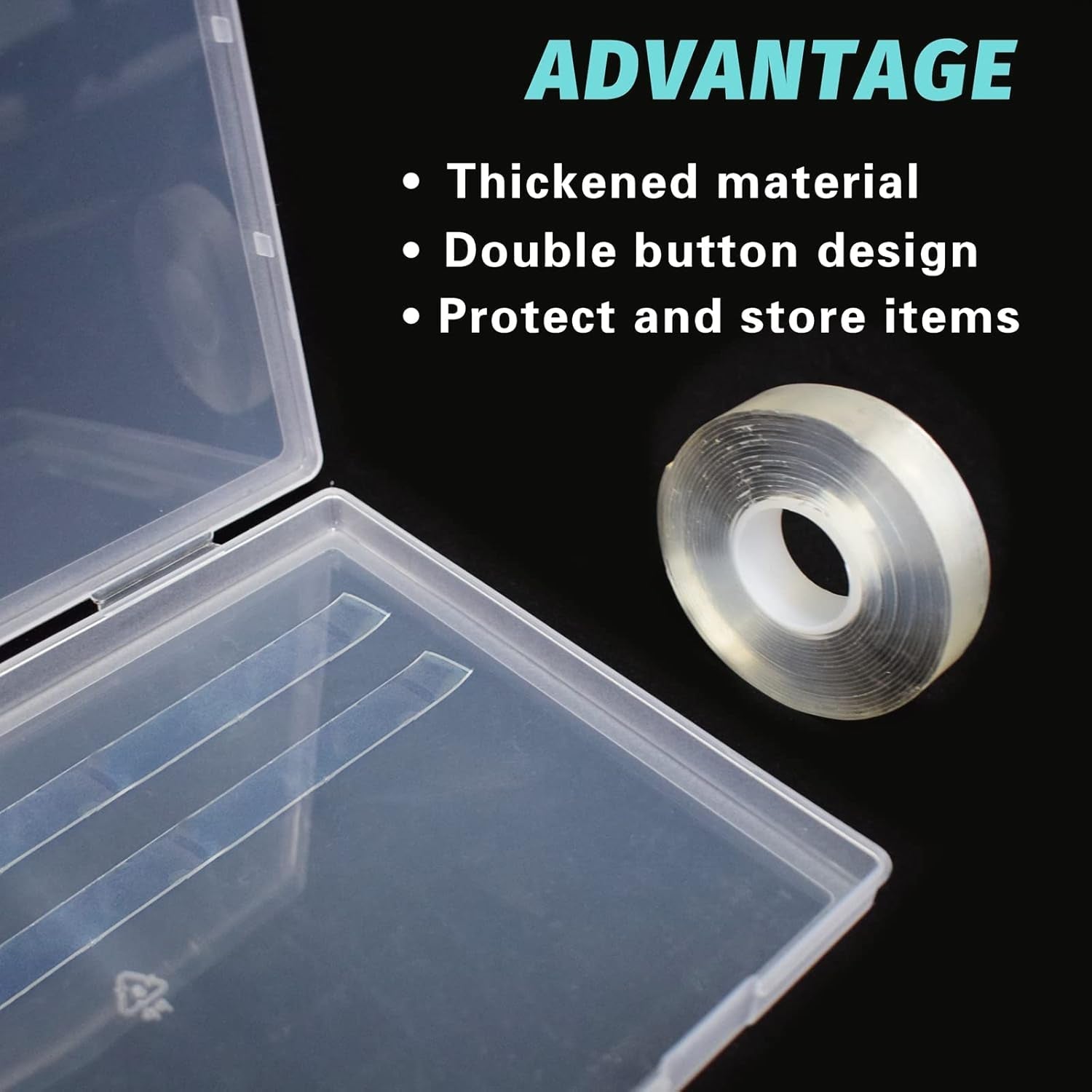 2st 30 cm dubbelhäftande tejp Konstgjorda naglar Förvaringslåda Klar rektangulär låda Plastförpackningslådor Nagelspetsar Behållare Konstgjorda naglar 21,8x15,5cm