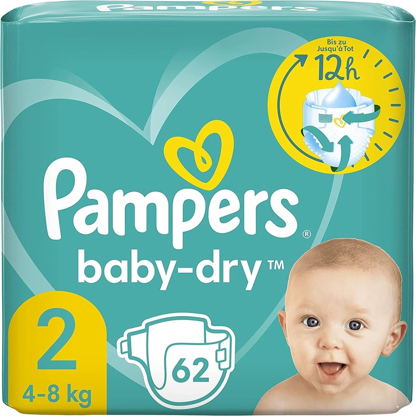Pampers Baby-Dry blöjor, storlek 8, 43 blöjor, från 19 kg, Jumbo+ förpackning