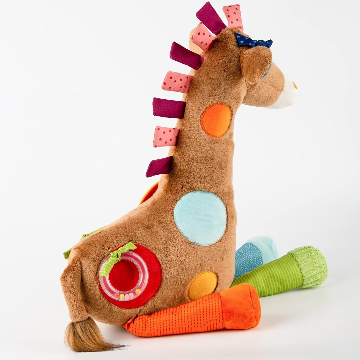 SIGIKID 42863 Giraffe XXL babyleksak, PlayQ pedagogisk leksak, plyschleksak med tandring, skallra, spegel, pipande, för spädbarn och barn från 3 månader, Flerfärgad/giraff 72 cm leksaker Bebe Naty Shop