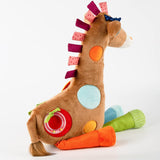 SIGIKID 42863 Giraffe XXL babyleksak, PlayQ pedagogisk leksak, plyschleksak med tandring, skallra, spegel, pipande, för spädbarn och barn från 3 månader, Flerfärgad/giraff 72 cm leksaker Bebe Naty Shop
