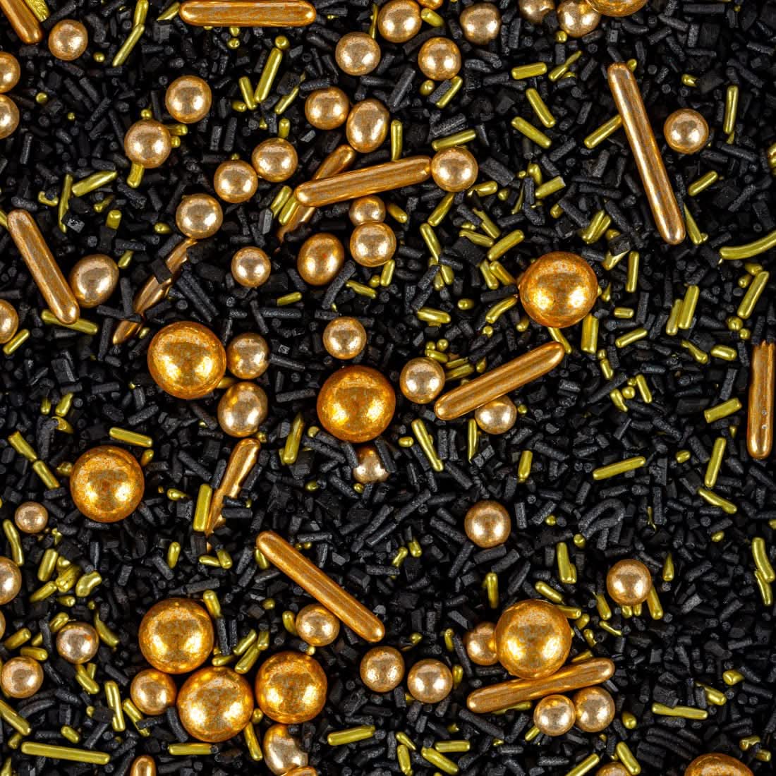 Super Streusel, Gold Rush Guld Svart Sprinkle Dekoration Naty Shop