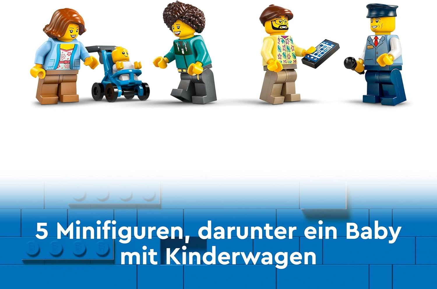 LEGO City dubbeldäckare buss, dubbeldäckare leksaksbuss, fordonsset för flickor och pojkar från 7 år, innehåller 5 figurer, inklusive en baby i en barnvagn 60407 Byggset Besuche den LEGO-Store
