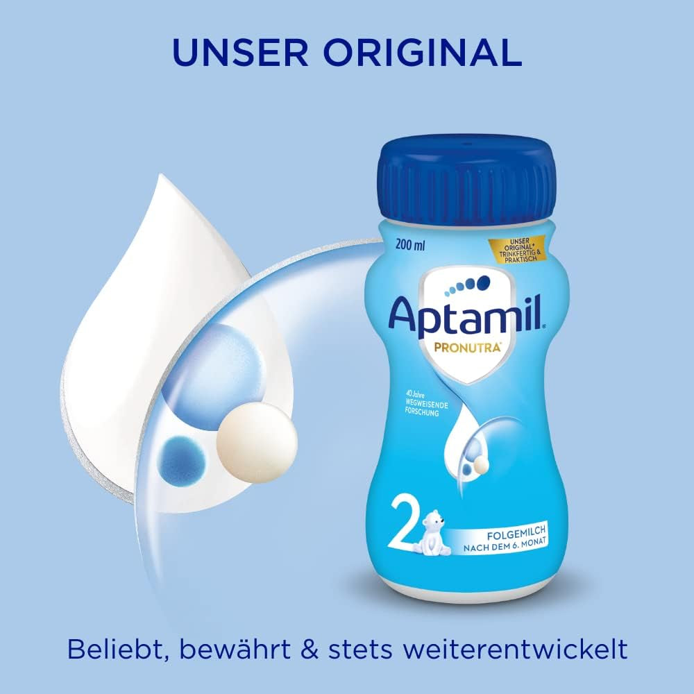 Aptamil Pronutra 2, tillskottsmjölk efter 6 månader, drickfärdig barnmjölk (4 x 200 ml)