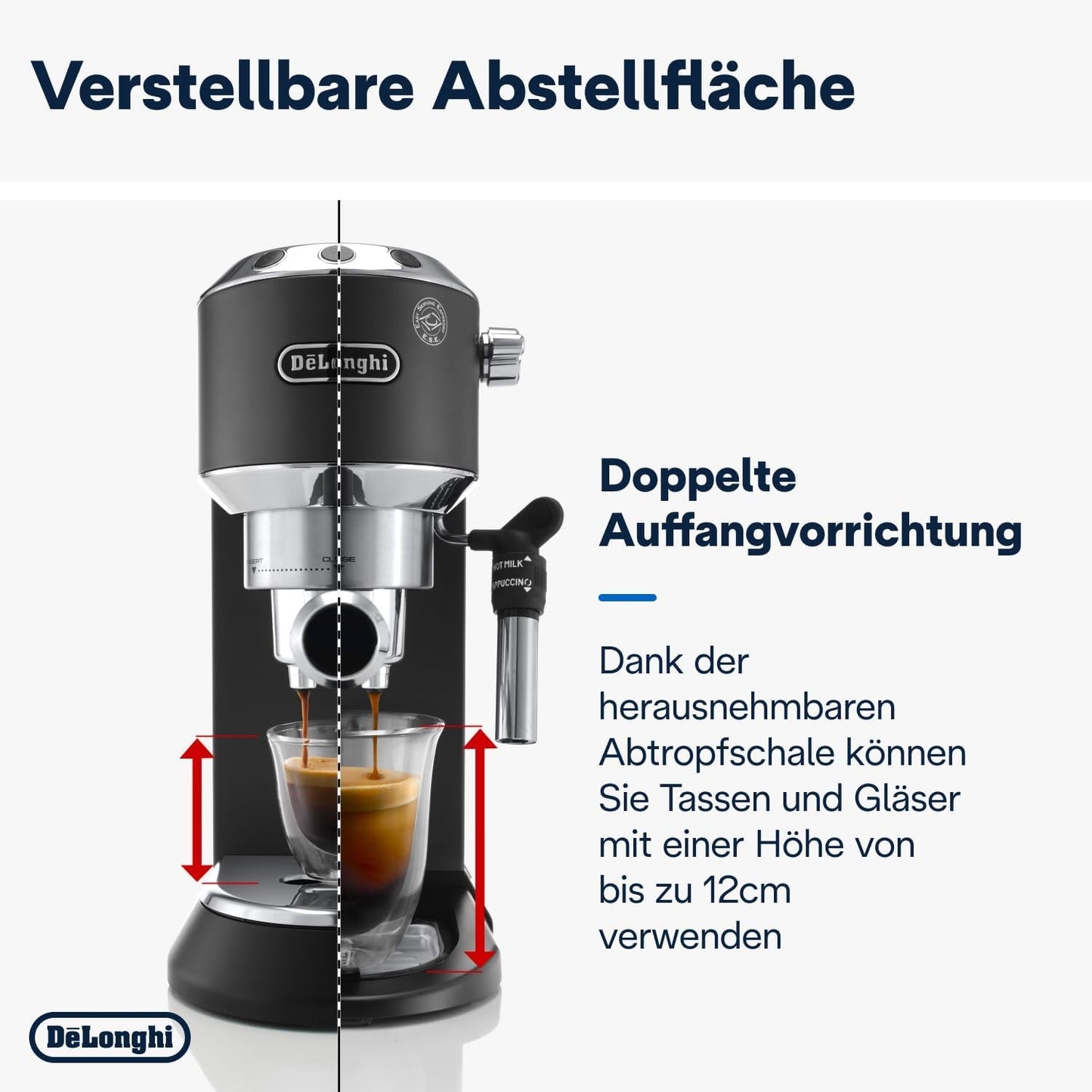 De'Longhi Dedica Style EC 685.B – Espressomaskin med portafilter, espressomaskin med professionell mjölkskummare, endast 15 cm bred, för malet kaffe eller ESE-kapslar, 1 l vattentank, svart