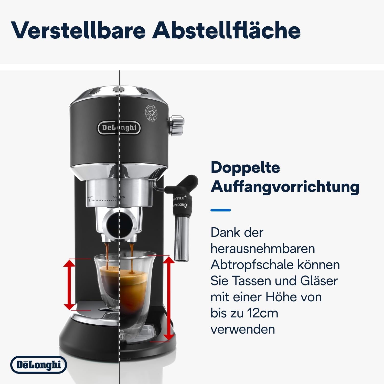 De'Longhi Dedica Style EC 685.B – Espressomaskin med portafilter, espressomaskin med professionell mjölkskummare, endast 15 cm bred, för malet kaffe eller ESE-kapslar, 1 l vattentank, svart