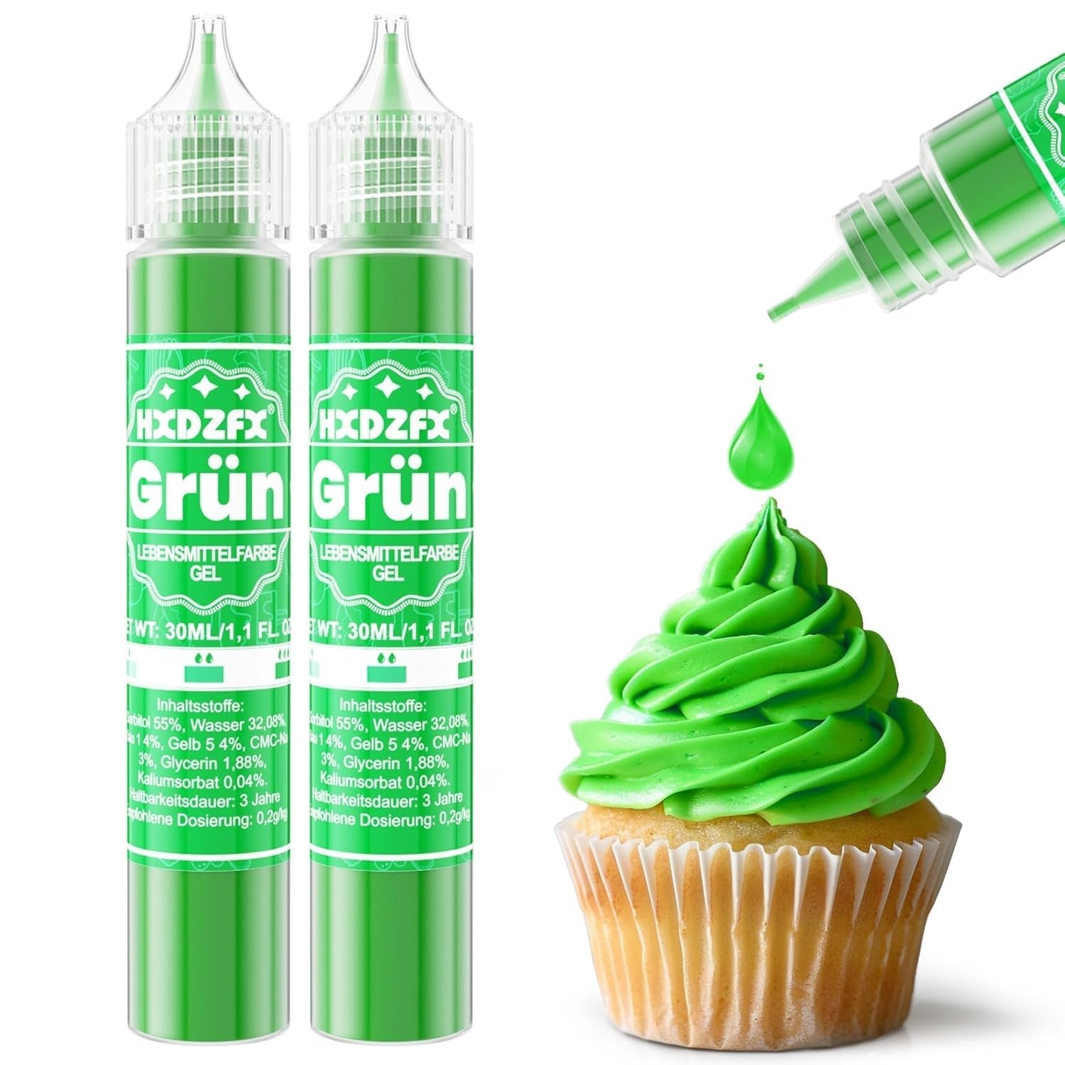 Gel matfärg - HXDZFX 2×30ml, sockerfri matfärg, högkoncentrerad, för dekoration av kakor, vit fondant, makroner, kakor, bakning, påskägg, slem (druvor lila)
