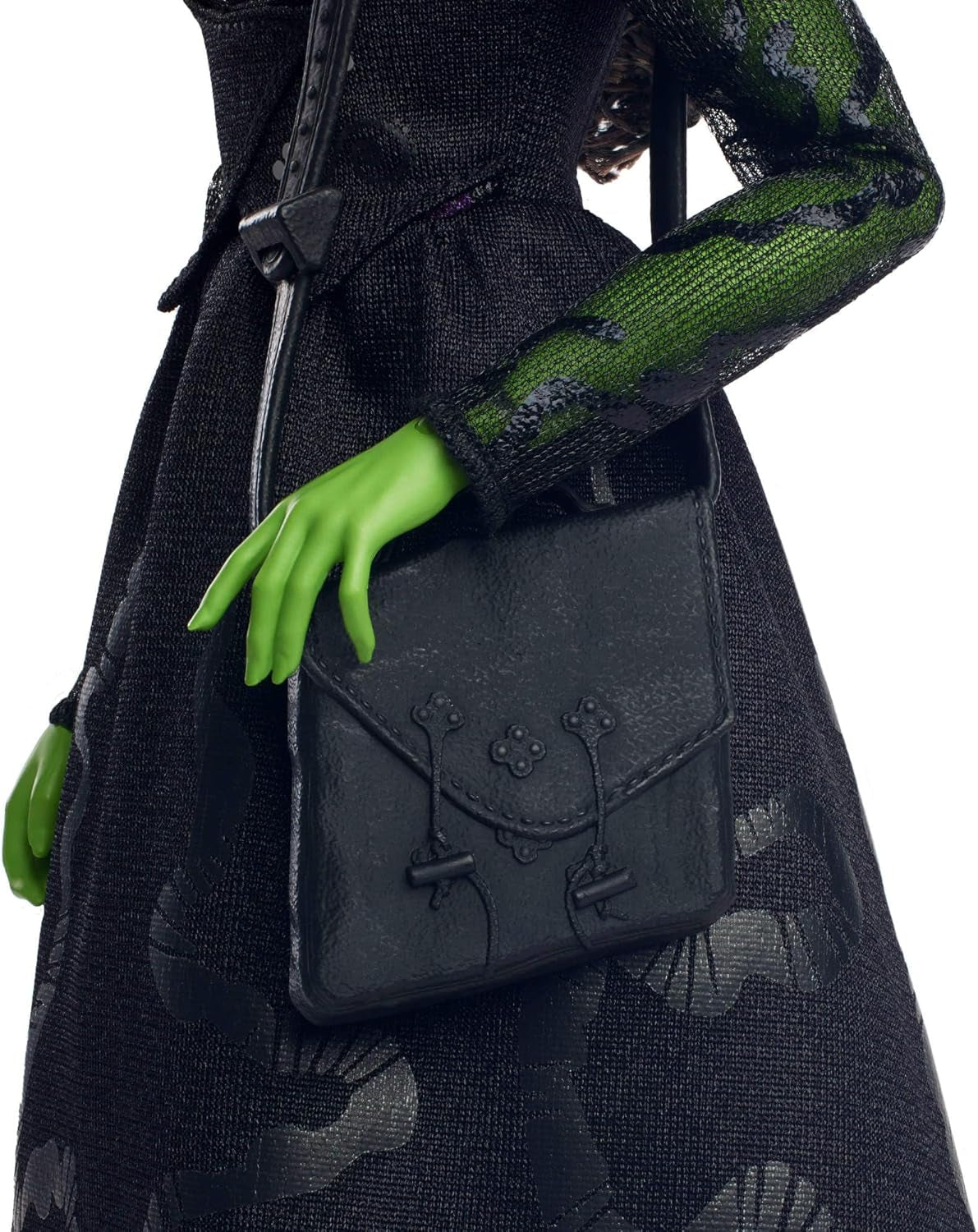 Mattel Wicked Elphaba modedocka och tillbehör med grön hud, svart flätat hår, olika möjliga poser och förlängningsbar balklänning, HXT62, [Multicolor] Naty Shop Dolls