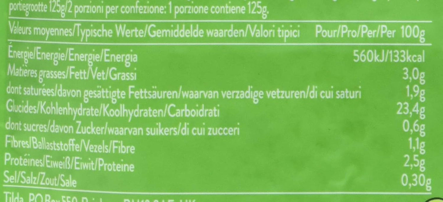 TILDA ångat basmatiris med lime och koriander för mikrovågsugn, 250 g