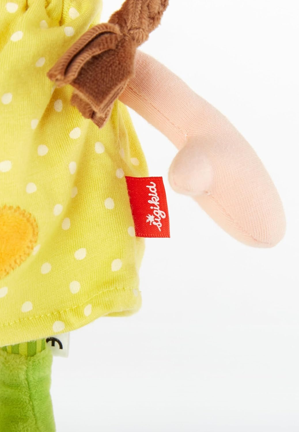 SIGIKID 39411 Liten mjuk flickdocka, babyleksak, rekommenderad från 6 månader, gul