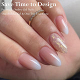 False Nails Set - 240 stycken Franska falska naglar limma på - Rosa Vit Gradient Design Konstgjorda naglar Heltäckande mjuk gel Naturlig och bekväm att bära (rosa mandel)