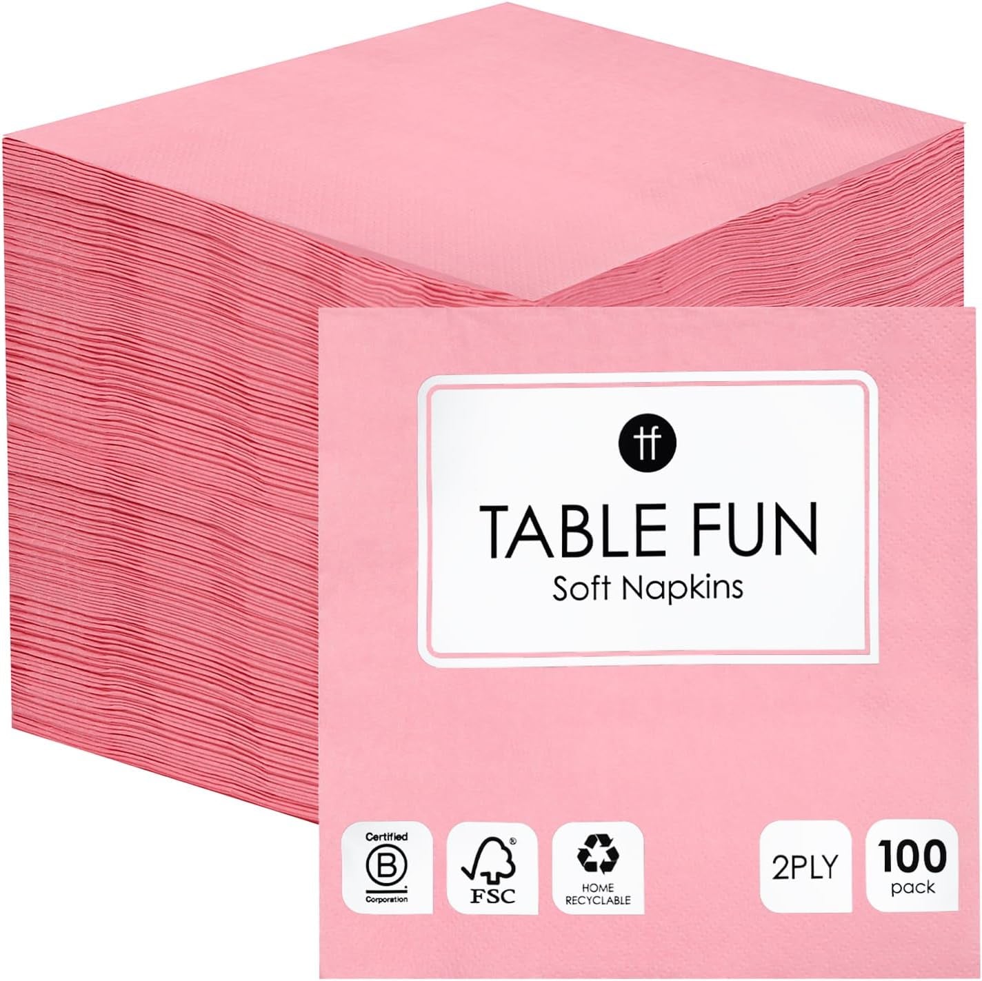 Table Kind 100 White Soft Napkins in Bulk, High Quality Napkins for Party, Catering and Daily Use, FSC, Sustainable and Recyclable, Made in EU | 2Ply | 33 cm