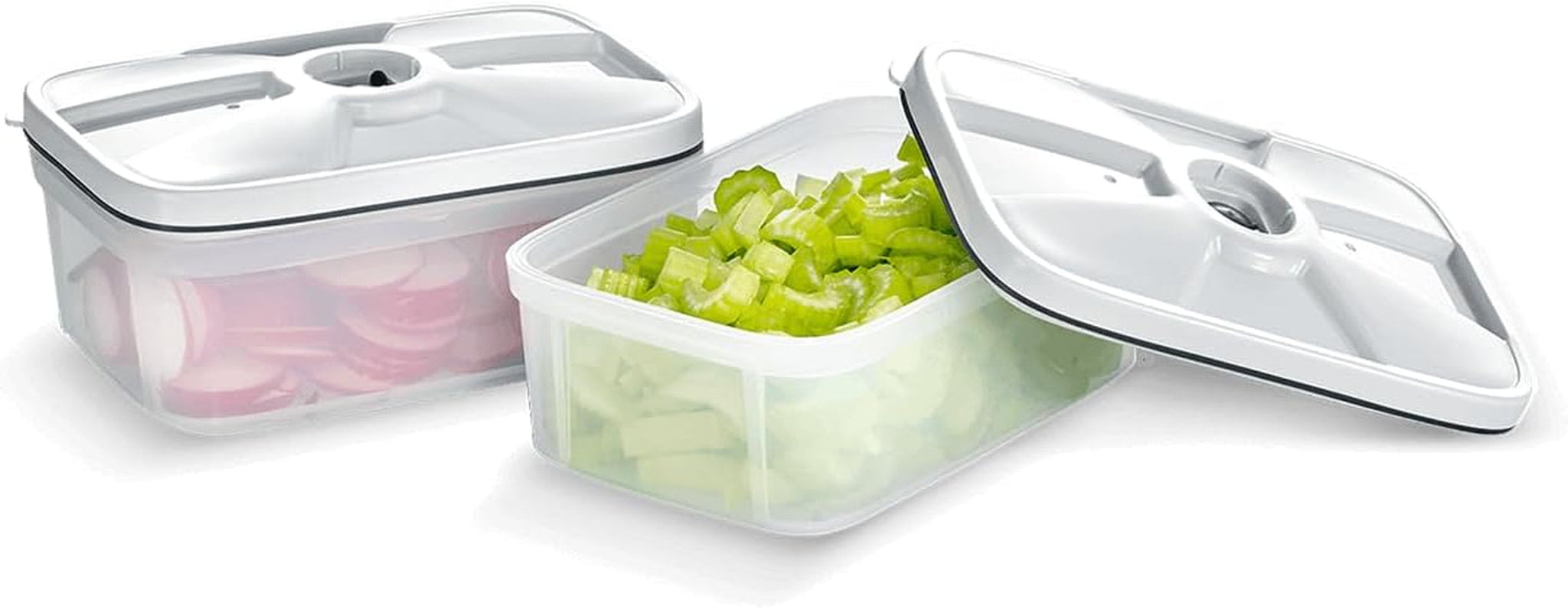 SEVERIN vakuumbehållare, hållbar vakuumbehållare med volym på 0,75 liter per behållare, 2 set, transparent, plast, köksmaskiner, ZB 3620 Matförvaringslådor Naty Shop Single