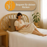 Fjäderkudde, ryggkudde, sammetskudde, bredd 70 cm - läskudde för säng, soffa och soffa, stor soffkudde, väggkudde, soffkudde, läskudde, ryggstödskudde, ljusgrå