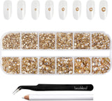 Beadsland 2500st Glas Nailart Strasssteine ​​​​Kristall Flatback Edelsteine ​​​​Runde, ​​Für Handwerk Gemischt 8 Größen SS4 ~ SS30 Mit Picking Pinzette Und Stift (Kristall Weiss)