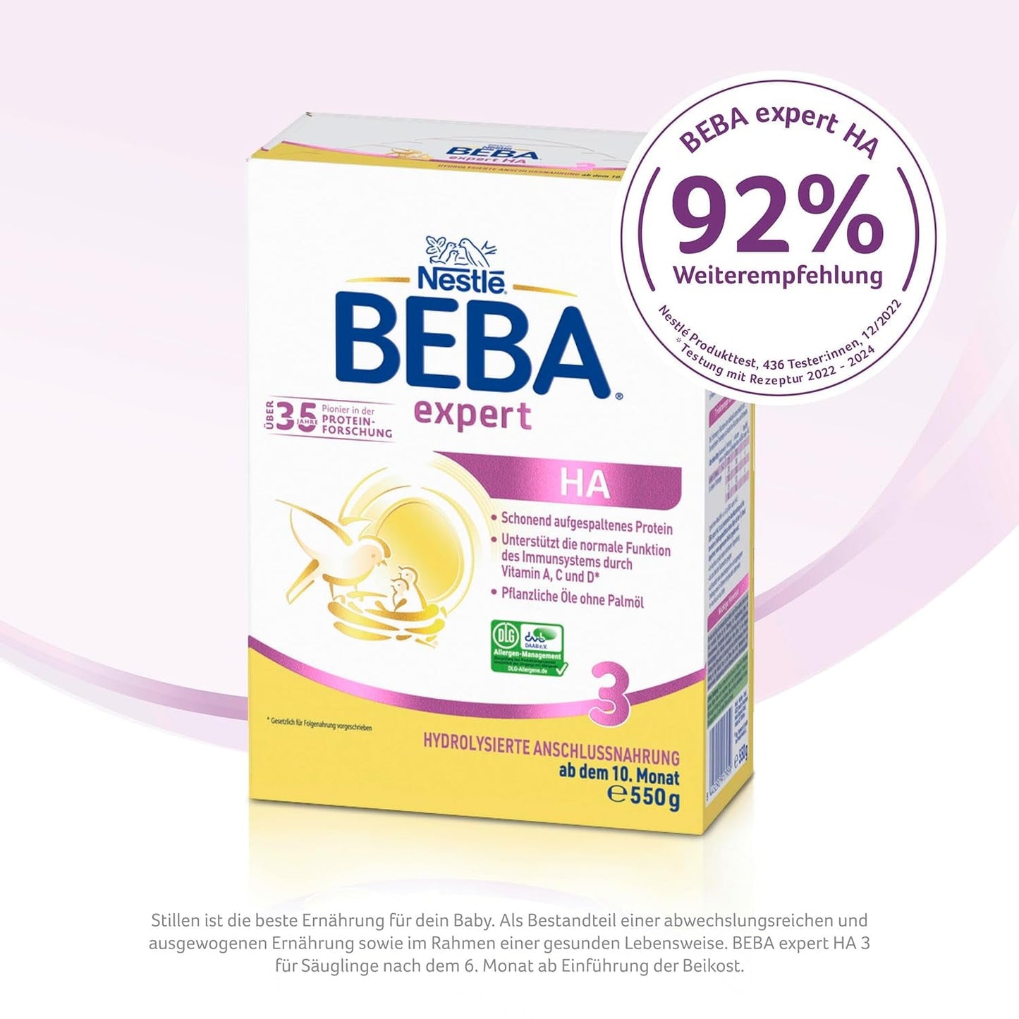 BEBA expert HA 3 Hydrolyserad fortsättningsformel, från 10 månader, 1 förpackning (1 x 550 g)