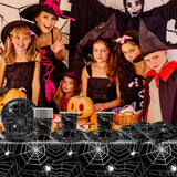 49 delar Halloween Spider Paper Bestick Set Inklusive tallrikar, servetter, glas och bordsduk. Svart servisset med desserttallrikar, servetter och glas.