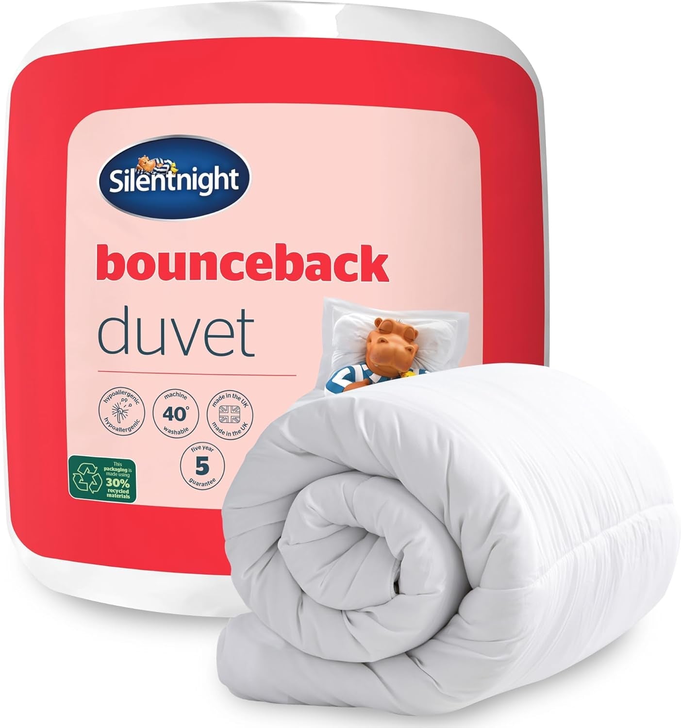 Silentnight Bounceback Täcken, 13,5 Tog, King Size, Bomullsblandning, Vit, King Size Täcken & täcken Naty Shop Enkelsäng King Size 13,5 Tog