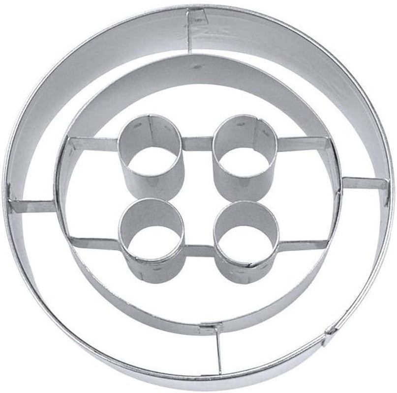Husformade präglade knappkex, rostfritt stål, silver, 5 cm