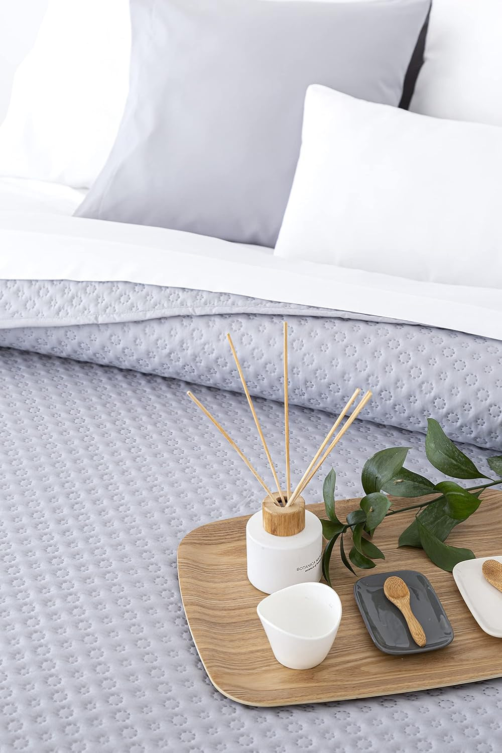Todocama Fine Boutique överkast med pikémönster, för vår, sommar, höst och vinter, 100% supermjuk mikrofiber, multifunktionell filt, 140/150/160-250 X 260 cm, ljusgrå Sängar och filtar Beuche den Todocama-Store
