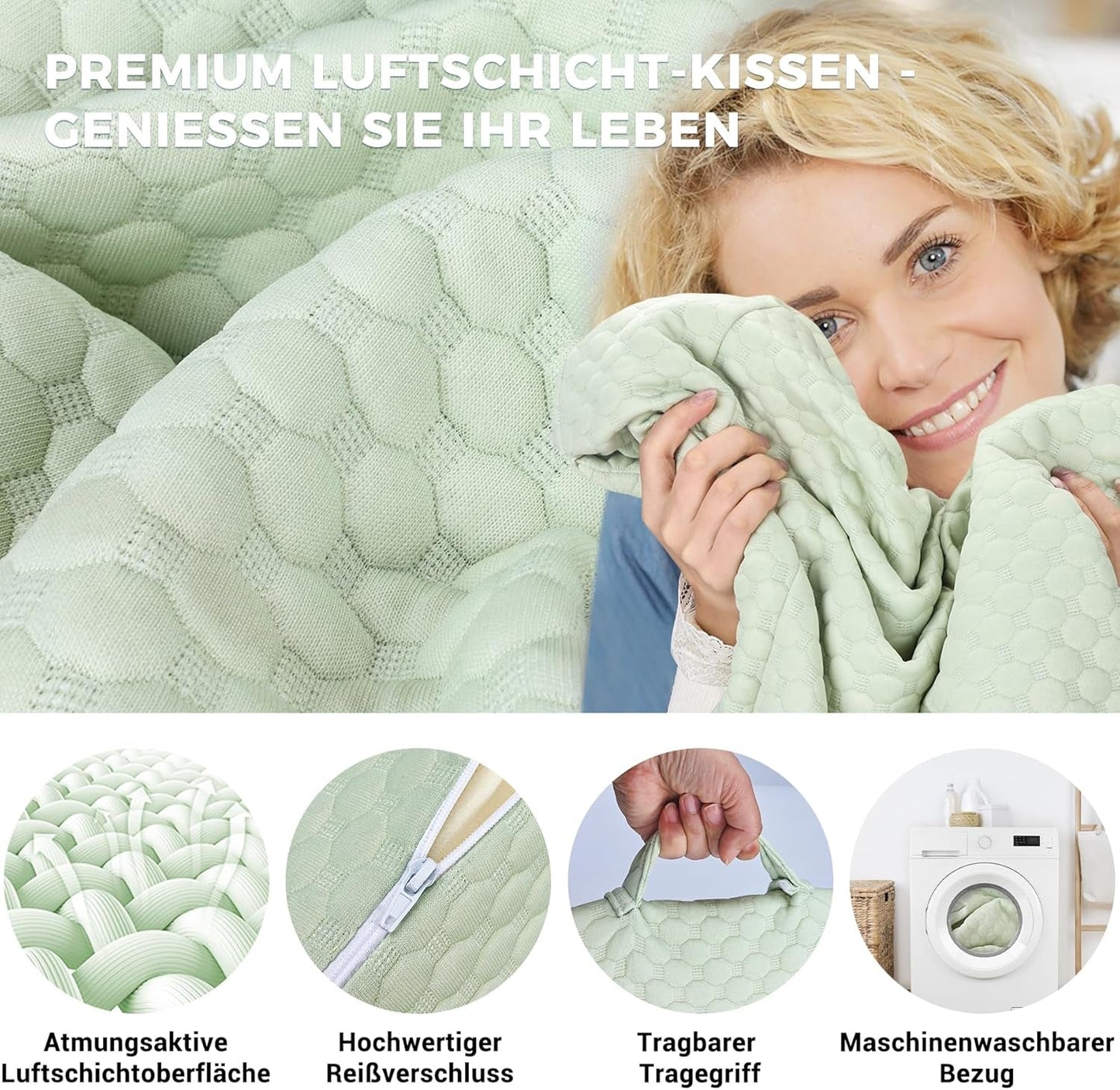 BARN Justerbar kilkudde, läskudde av högdensitetsskum för säng och soffa, ergonomisk säng med kilhuvud för sömnrefluxapné, benkudde/ryggkudde för lek och läsning (grön)