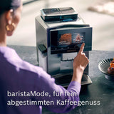 Siemens EQ900 automatisk espressomaskin, stor TFT-färgskärm, 2 bönbehållare, 36 varma och kalla drycker, kallt kaffe, supertyst, tvåkoppsfunktion, appkontroll, rostfritt stål, TQ907D03