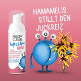 PopoLino Baby mjukt bottenskum istället för våta babyservetter. Veganskt och naturligt kosmetiskt rengöringsskum! Bottenskum med aloe vera, trollhassel, bergamott och vitamin E. Gör bottnar och miljön glad.