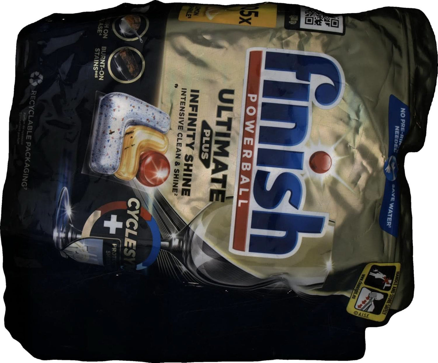 Finish Ultimate plus Infinity Shine Citrus Diskmaskin Tabs - Tabletter för diskmaskin, intensiv rengöring - 105 kapslar, citron Naty Shop