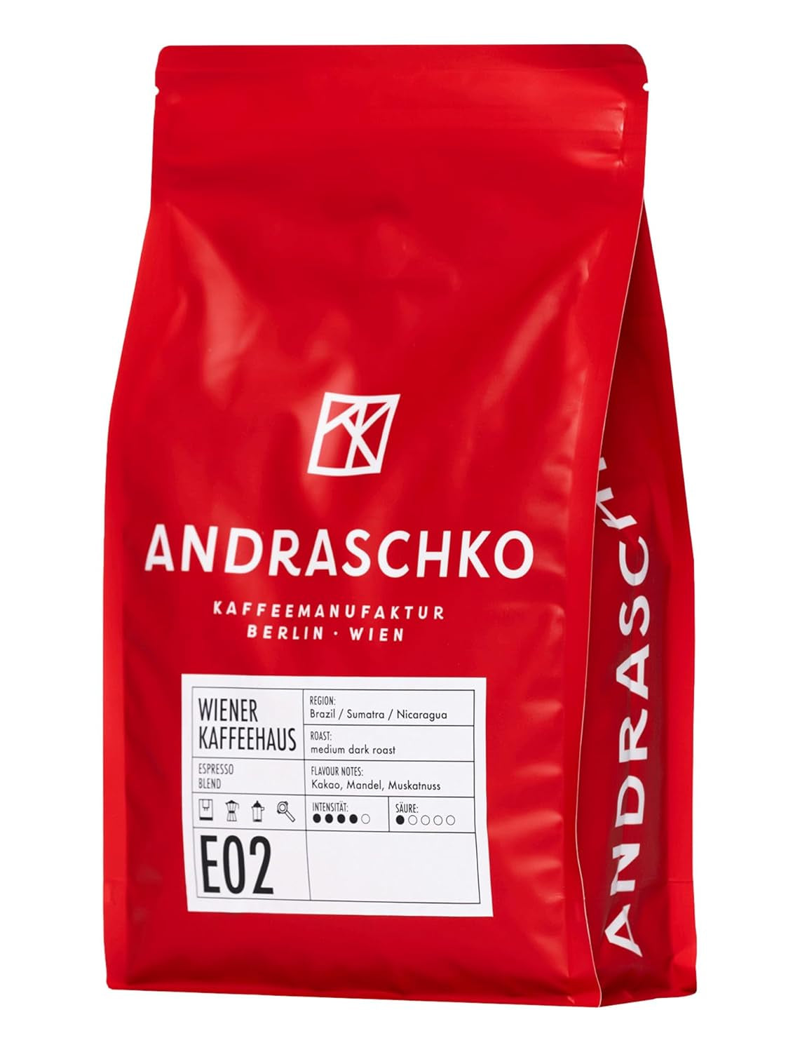Espresso Bohnen - Wiener Kaffeehausmischung Espressoblandning - mild Röstung mit 100% Arabica aus 7 Herkunftsländern - frisch i Berlin geröstet - 1kg