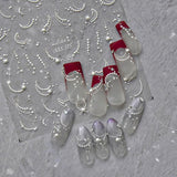 JMEOWIO 3D Nagelsticker Perlenlinie Nail Art Sticker Selbstklebend Nagelaufkleber 5D Stereoskopisk Dekoration Nageldesign Zubehör 1 Blatt