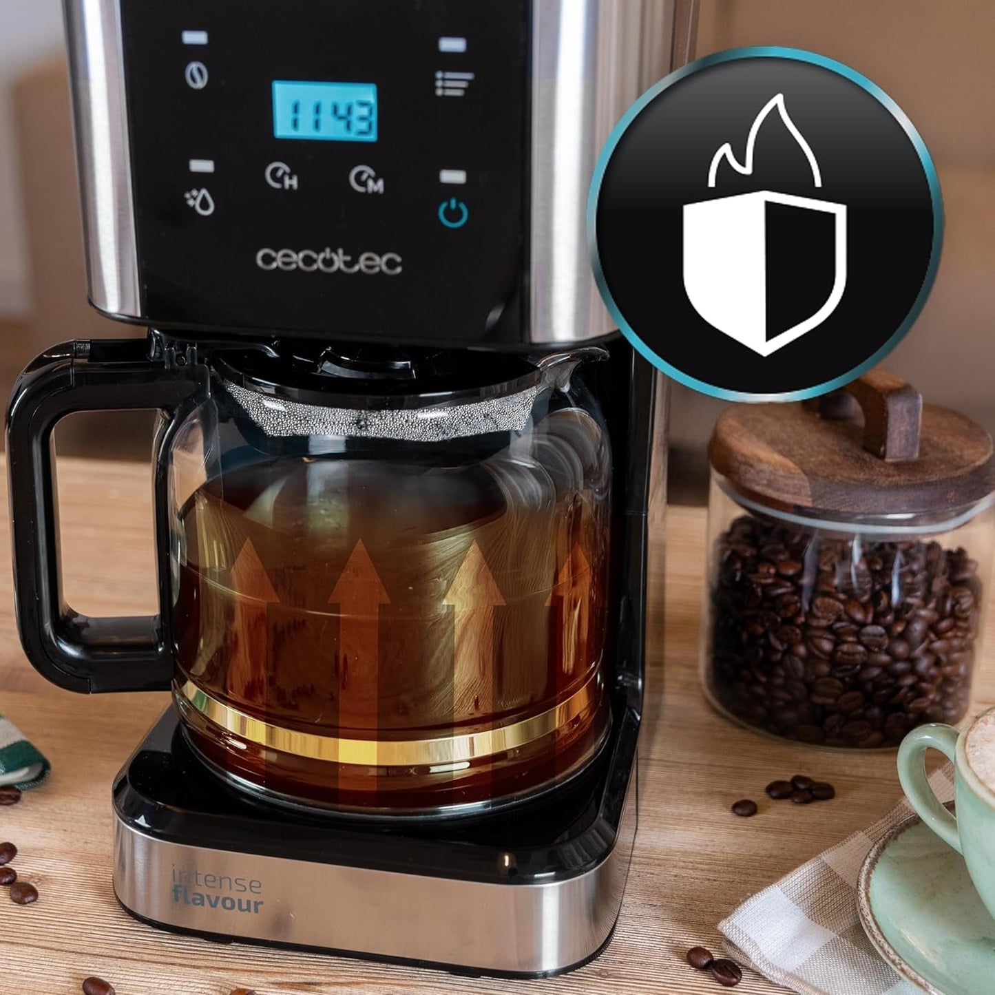 Espresso med filter Cecotec Coffee 66 Drop and Touch, effekt 950 W, 1,5 L, 12 koppar, pekskärm, glaskaraff, 24-timmarstimer, 6 strömbrytare, återanvändbart nätfilter