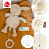Fehn speldosa baby sömnhjälp får - plyschleksak med fäste - sömnhjälpslåt "Brahms vaggvisa" - barnleksak för resor och hem - musikleksaker för bebisar och barn Bebe Naty Shop Toys