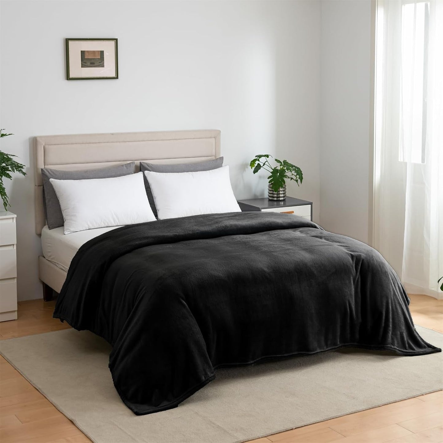 Good Nite Mysig filt Fluffig filt Sängfilt Sofffilt XL Livingfilt Fleecefilt 150X200Cm Svart Mjuk varma filt Fluffig filt Sängar och filtar Good Nite