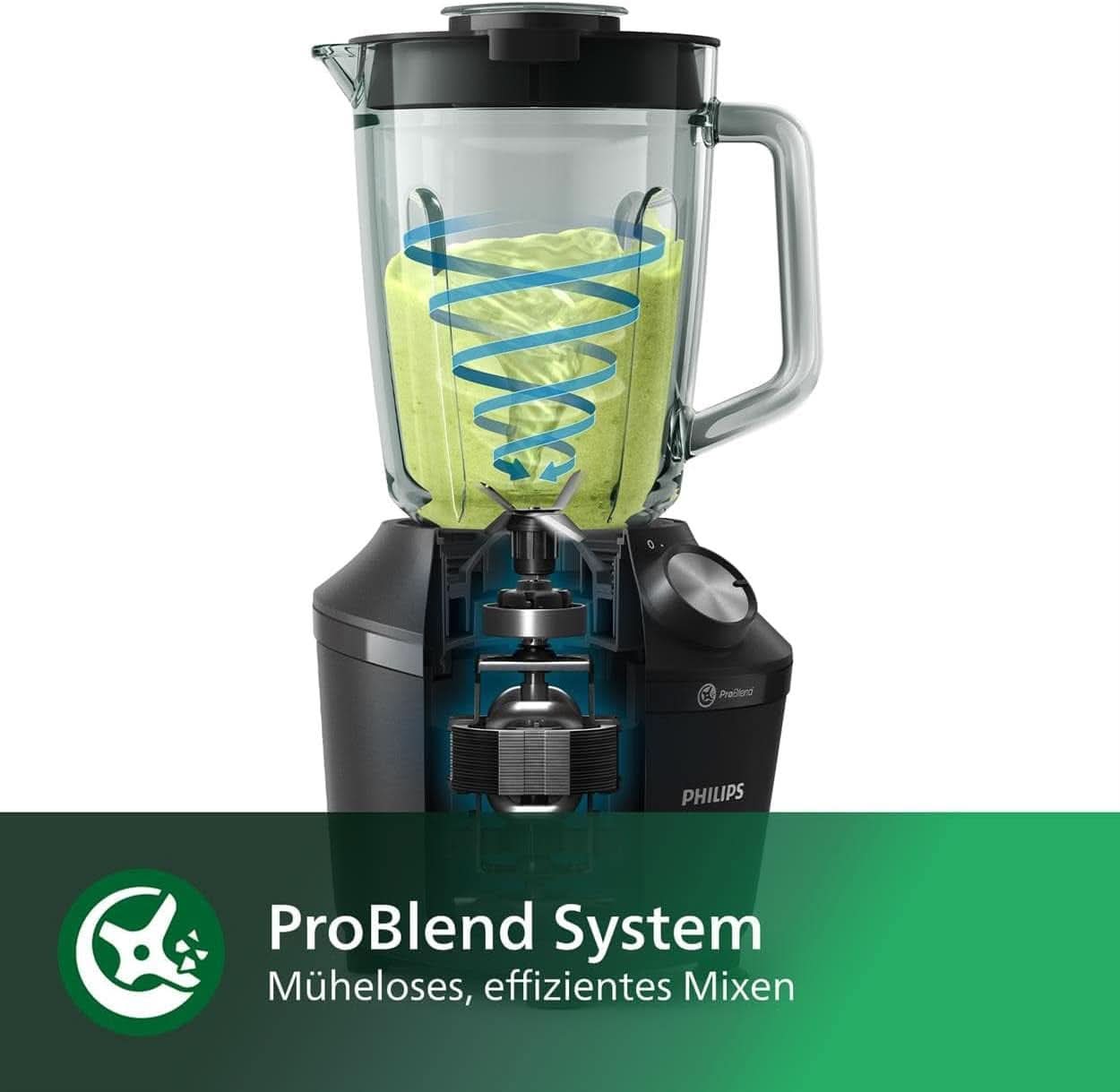 Philips Standmixer Och Smoothie Maker – 600W, 2-liters becher, Homeid-app, 2 Geschwindigkeitsstufen + Impulsfunktion, Problend, Ice-Crush-Funktion (HR2291/41) Kitchen Naty Shop