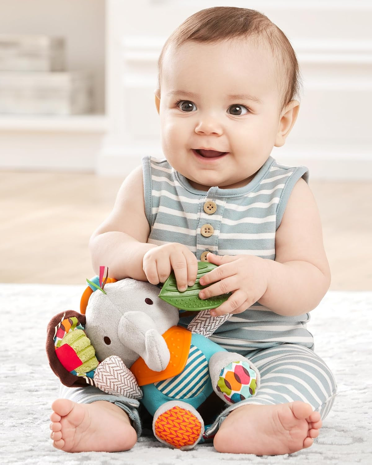 Skip Hop Bandana Buddies aktivitetsleksak, mjukis för spädbarn och barn, flerfärgad, elefantbabyleksaker Naty Shop