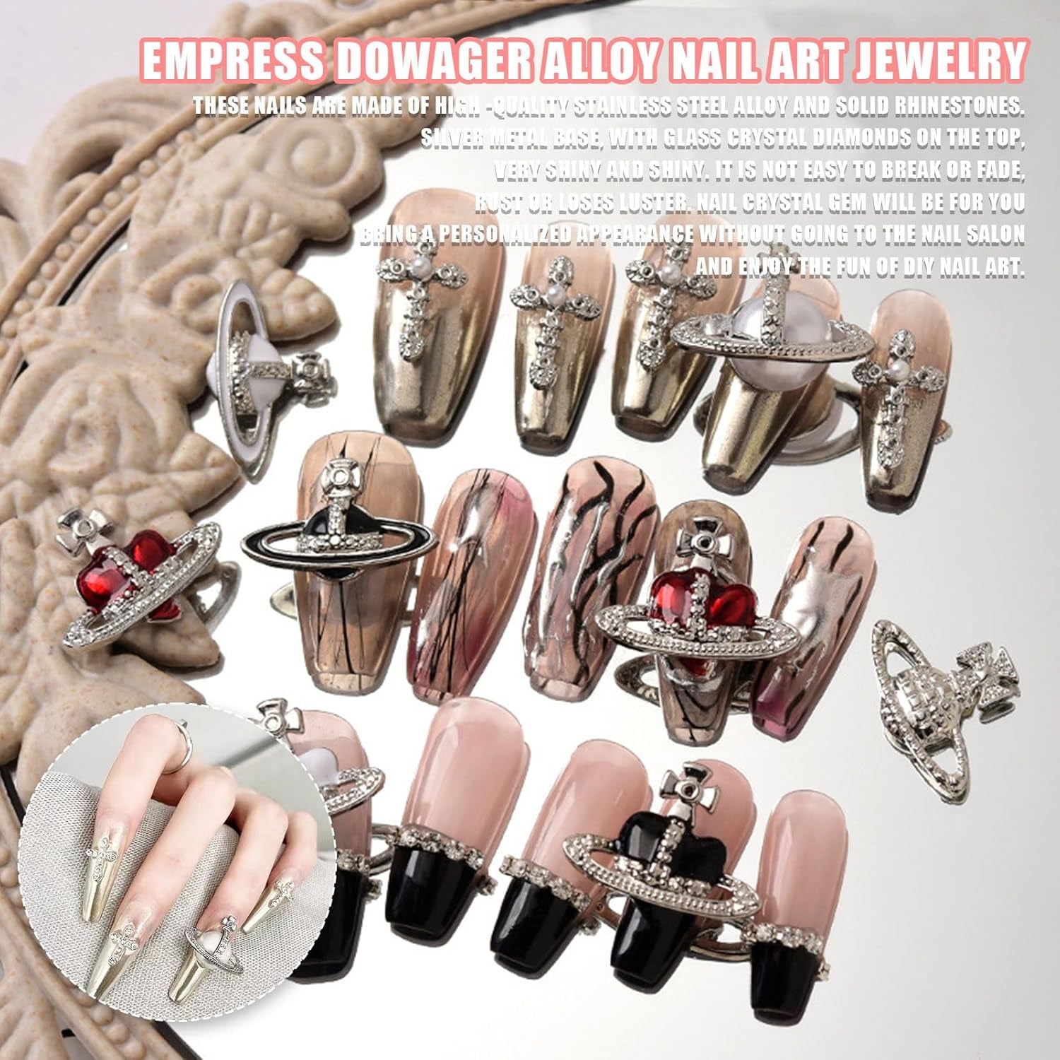 Planet Nail Art Charms, 32 Stück Saturn Shape Nagel Edelsteine ​​Für Acrylnägel, Glänzender Nagel Strasssteines Mädchen Nail Art DIY Handwork Dekoration Zubehör
