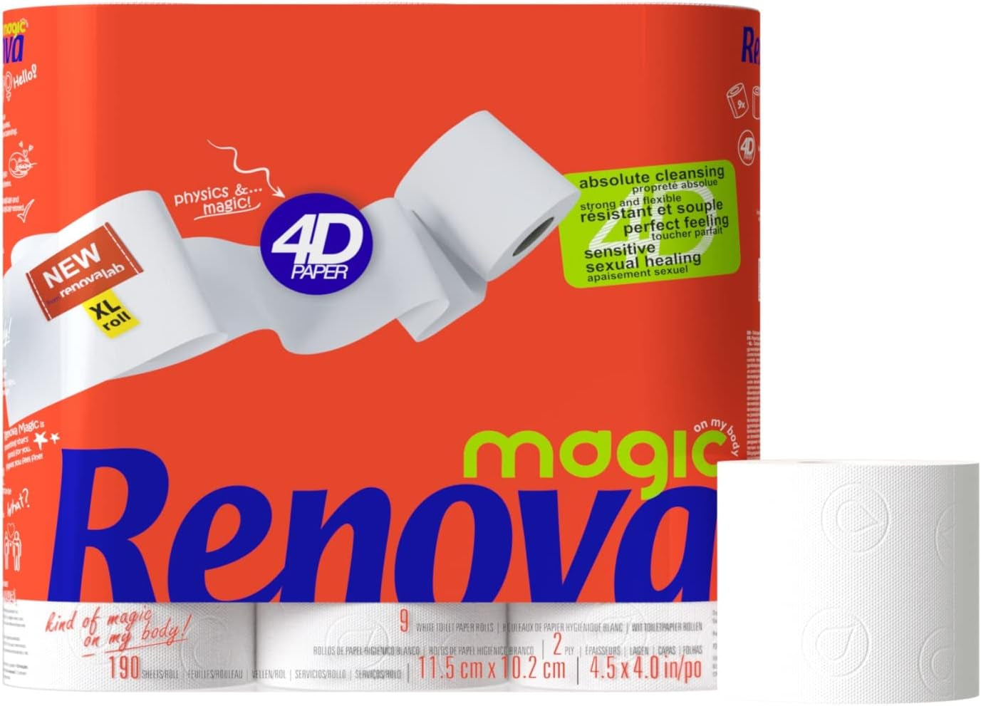 Renova toalettpapper, 7 paket med 9 rullar - 63 rullar totalt