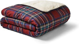 Night Lark Cozy Sherpa Fleecefilt, Klassisk Röd Tartan, 9 Tog, Lyxig, Fluffig, Tjock Och Vändbar, Perfekt För Soffa, Säng, Soffa, Soffa. Allergivänlig, maskintvättbar, Storlek: Night Lark Sängar och täcken