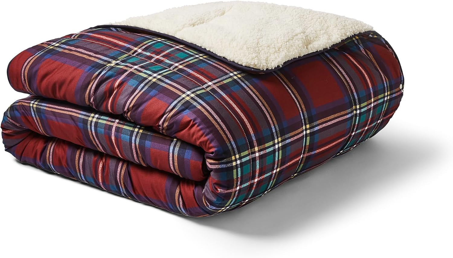 Night Lark Cozy Sherpa Fleecefilt, Klassisk Röd Tartan, 9 Tog, Lyxig, Fluffig, Tjock Och Vändbar, Perfekt För Soffa, Säng, Soffa, Soffa. Allergivänlig, maskintvättbar, Storlek: Night Lark Sängar och täcken